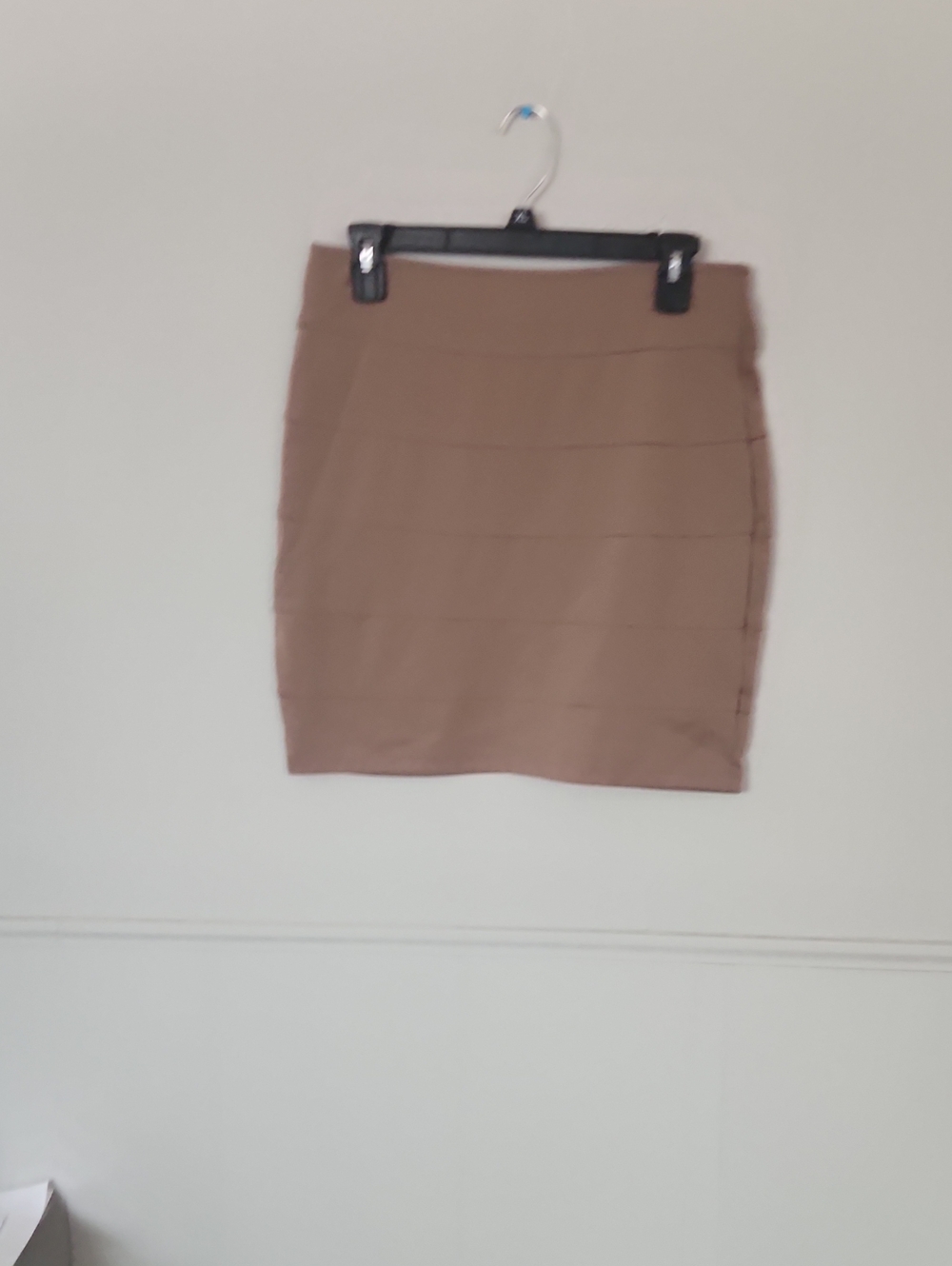 High-Rise Tan Pencil Mini Skirt